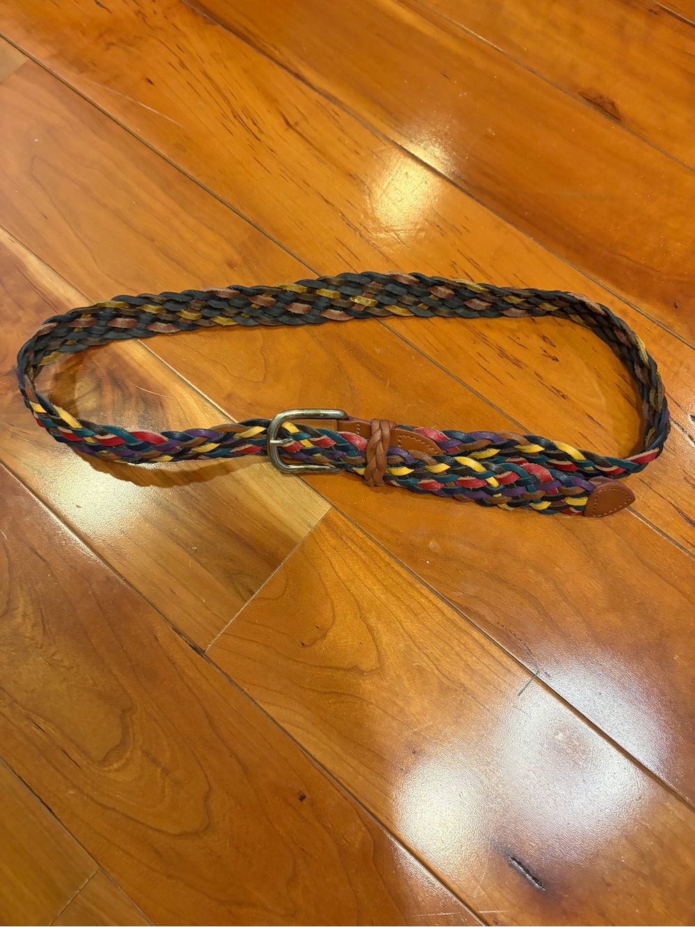 Vintage Braided Multicolor Leather Belt